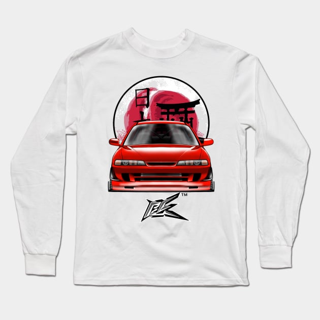 honda integra type r stanced  red Long Sleeve T-Shirt by naquash